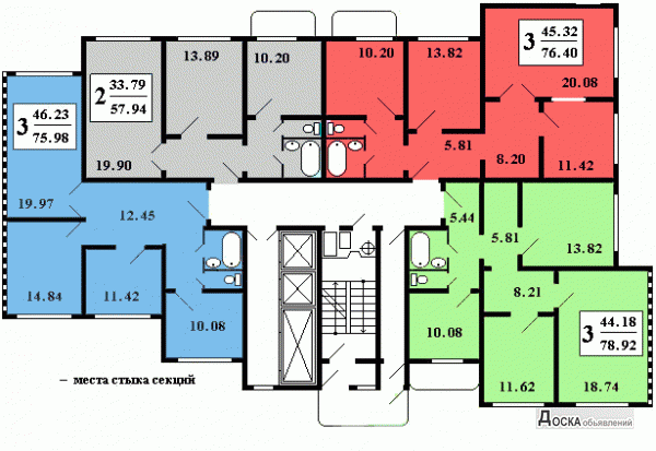 Планировка Торцевой Секции Советской Модификации Копэ 1986-1990. Вот здесь лифты нарисованы все три на этой фотке 2018-го года.