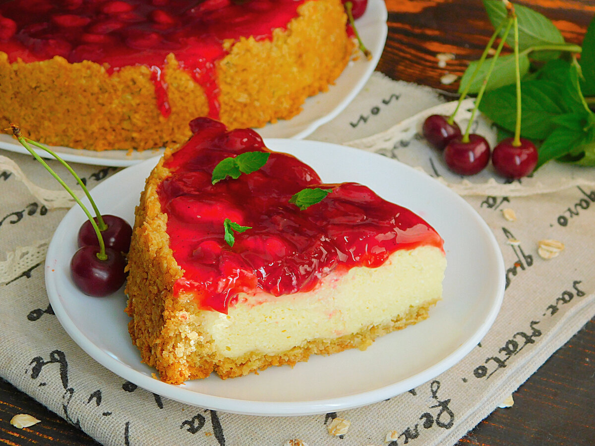 Овсяный чизкейк с вишней