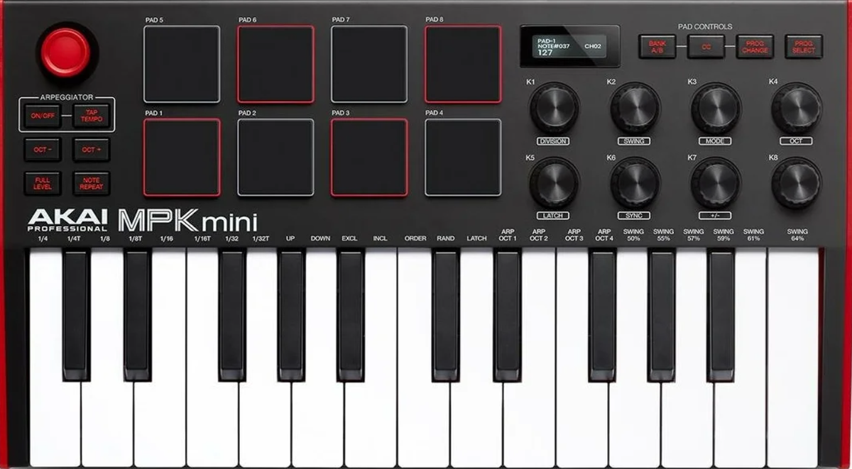 · 25 мини-клавиш, чувствительных к силе нажатия 
· 4-позиционный джойстик для управления высотой тона и модуляцией
· 8 пэдов MPC с повторением нот и функцией полного уровня
· 8 назначаемых энкодеров
· Селектор октавы для диапазона 10 октав
· Встроенный арпеджиатор
· OLED-дисплей для отображения параметров
· Разъем для педали сустейна: 6,3 мм джек
· Порт USB-B (соответствует классу)
· Размеры (Ш х Г х В): 318 х 181 х 44 мм
· Вес: 750 г
· Включает пакет программного обеспечения (загрузки): MPC Beats, 6 виртуальных инструментов (Bassline, Tubesynth, Electric, Hybrid 3, Mini Grand, Velvet) и 2 ГБ звукового контента.