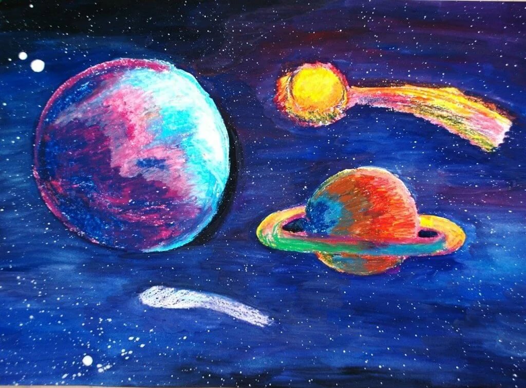 Рисунок космос 2 класс карандашом