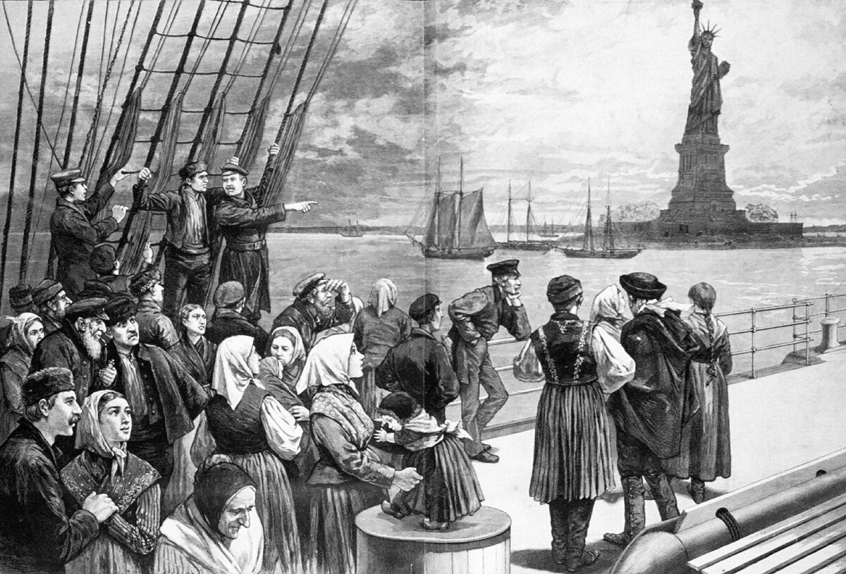 Европейские переселенцы в порту Нию Йорка XIX век