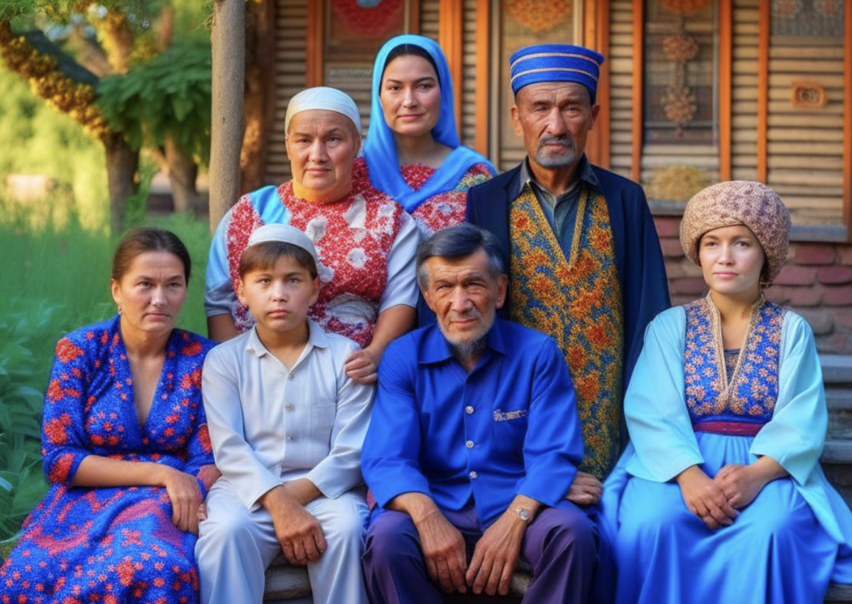 Простая, но более-менее обеспеченная узбекская семья выглядит так – дома старики, женщины и дети. Мужики на заработках...