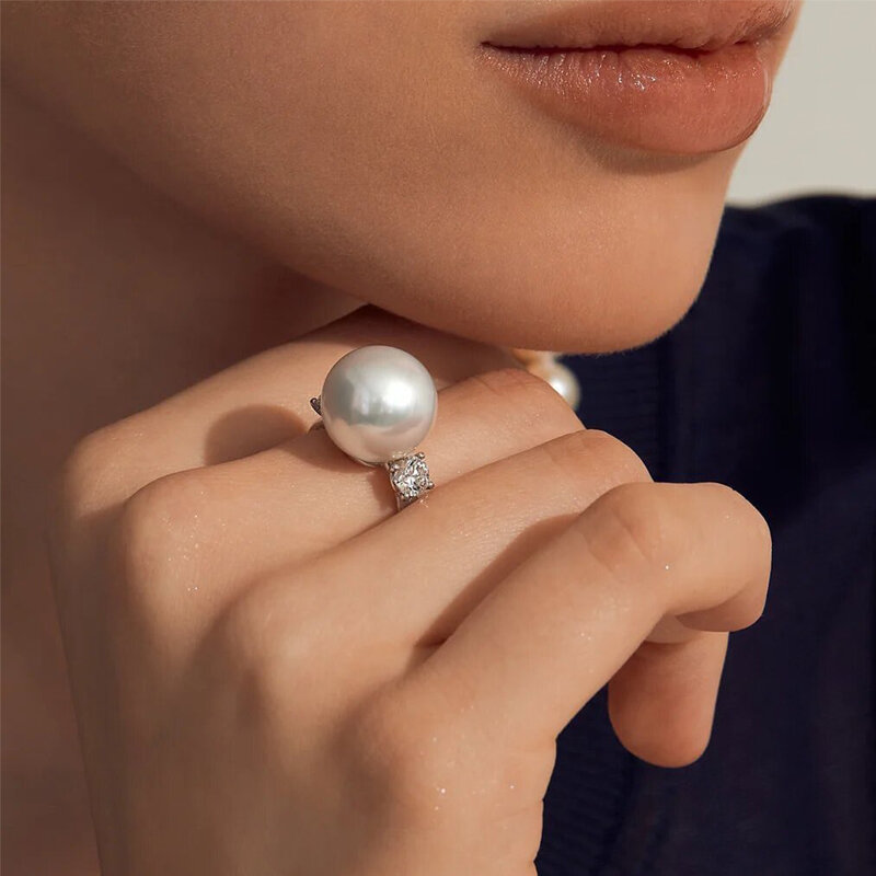 Кольцо Mercury Classic из белого золота с бриллиантами и жемчуга