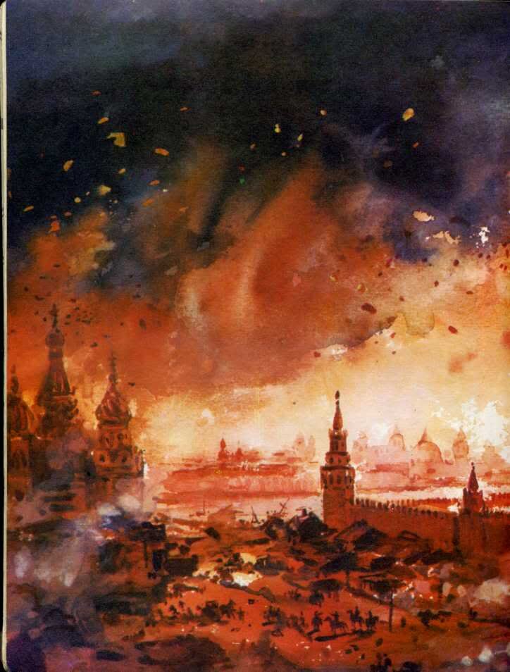 Горит город картина