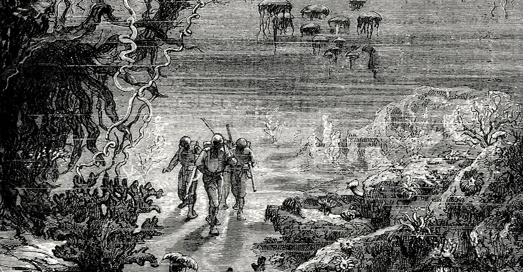Иллюстрация к одному из ранних изданий "20 000 лье под водой"