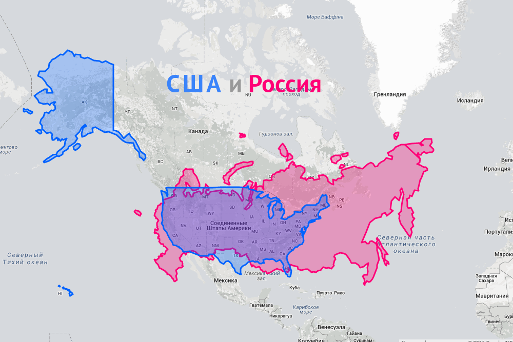 Карта сша и россии