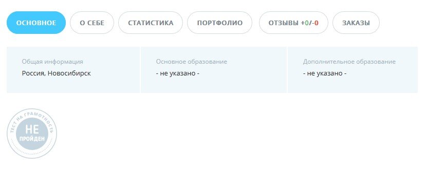 получаю пустую заявку от исполнителя с рейтингом 0, захожу в профиль - а там такое