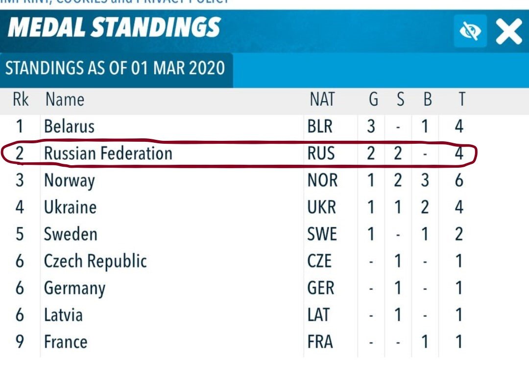 Медальный зачёт чемпионата Европы. Изображение взято из публичной группы в ВК