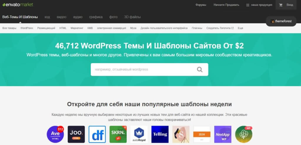 Международная площадка Themeforest 