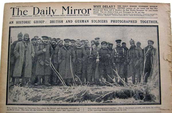 The Daily Mirror сообщает о перемирии между немецкими и британскими войсками