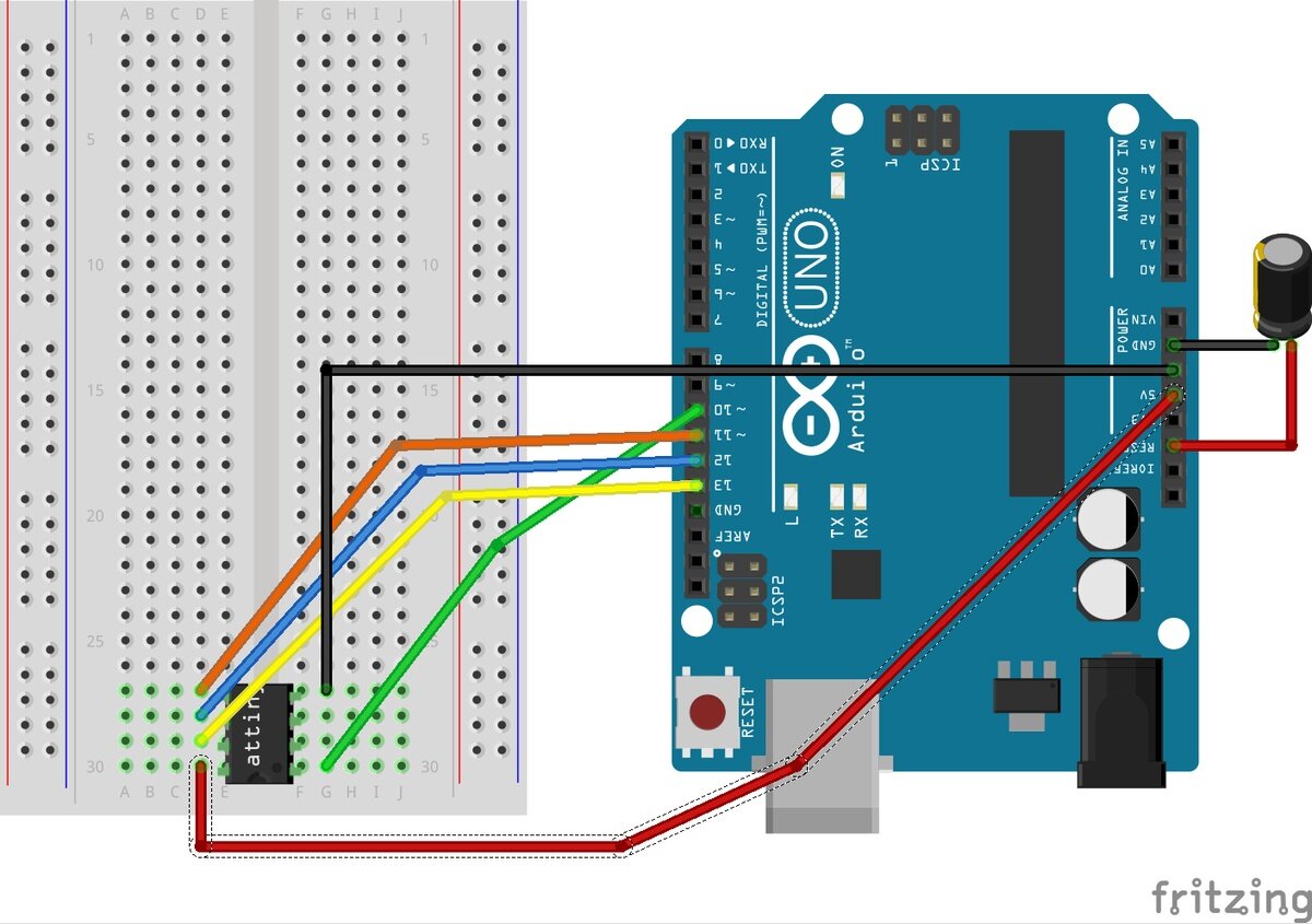 Attiny85 схема подключения