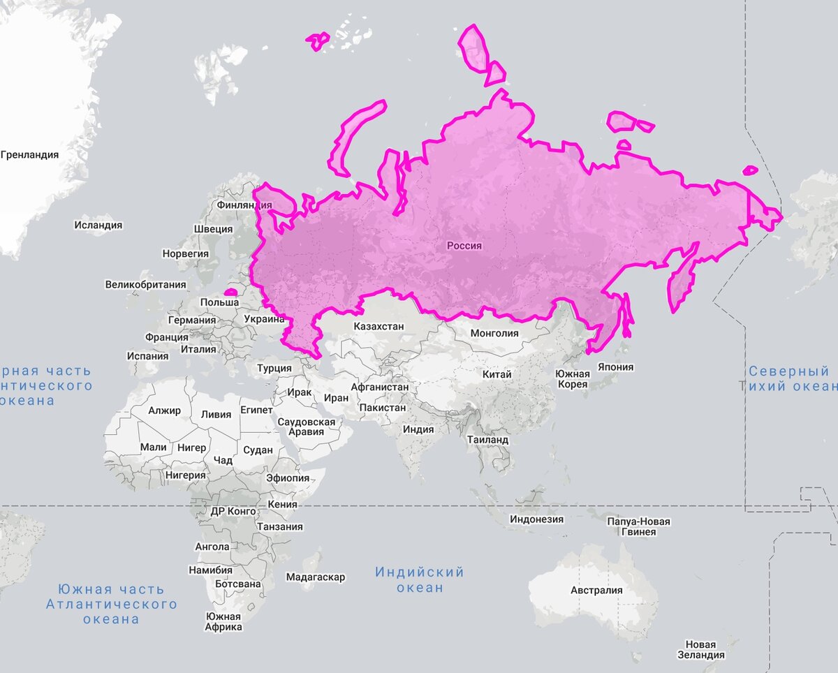 Карта россии и африки