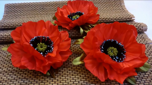 Мак из атласных лент, Уроки Канзаши для Начинающих / DIY Poppy flower: watch Video online | VK