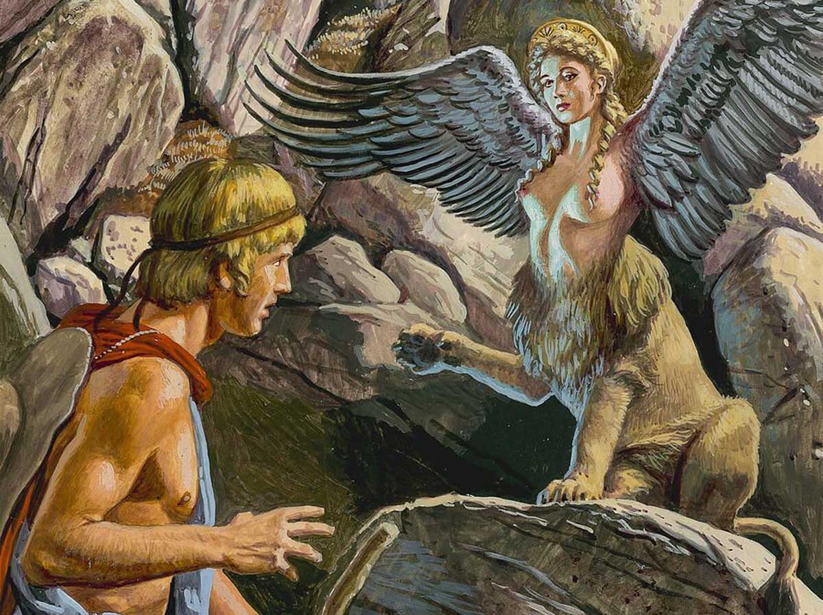 Современный арт. В древнегреческой мифологии Сфинкс имел голову девушки, крылья орла и тело льва.