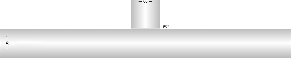 Врезка трубы 60мм. в тру 60мм. под углом 90гр.
