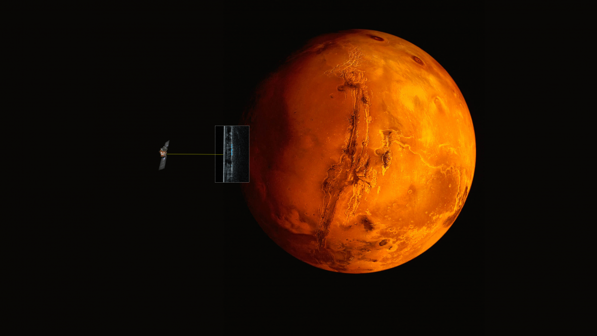 MarsExpress, Марс и подземное озеро. Картинка ESA