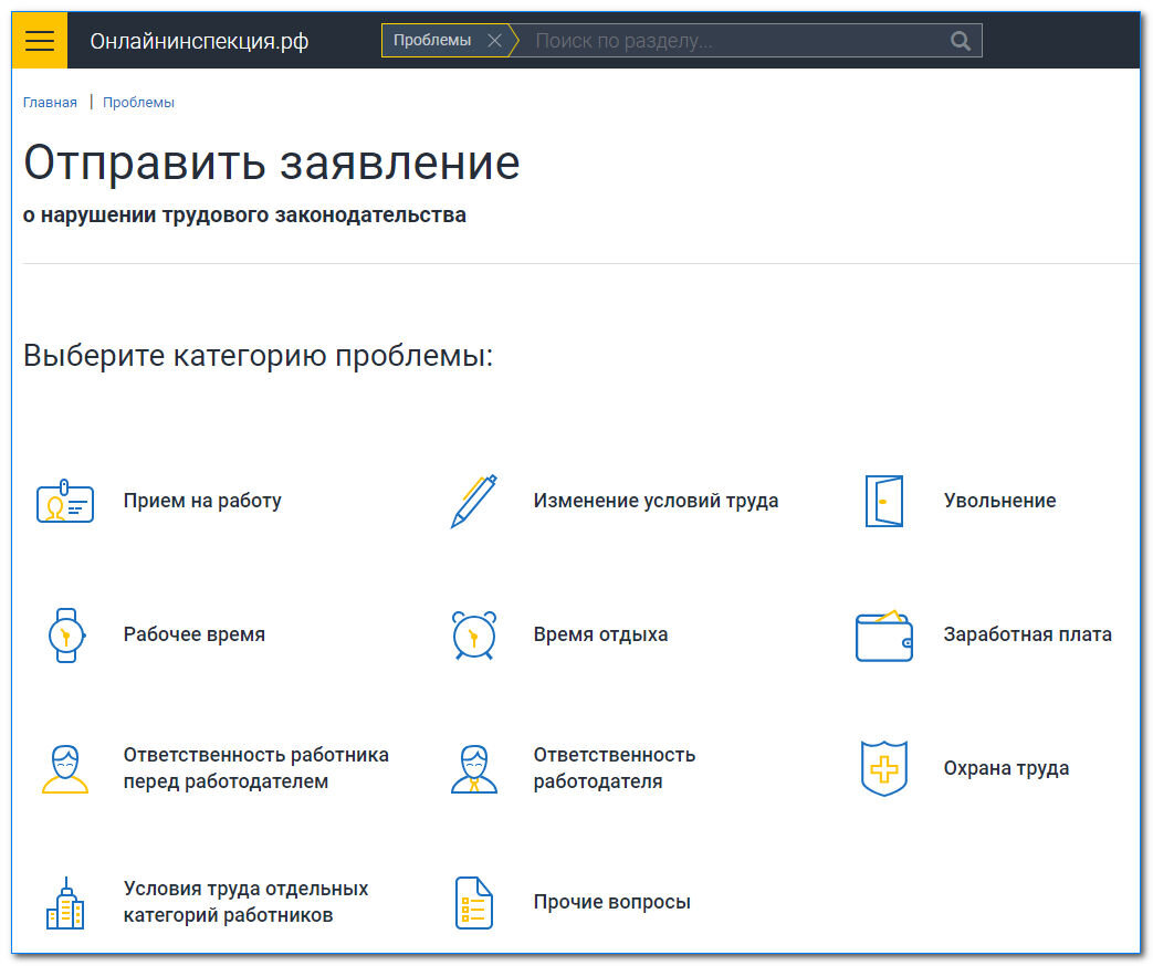 Жалоба в трудовую инспекцию на работодателя через госуслуги образец