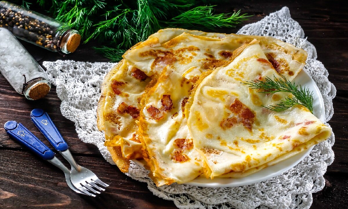Блины с припеком с яблоками