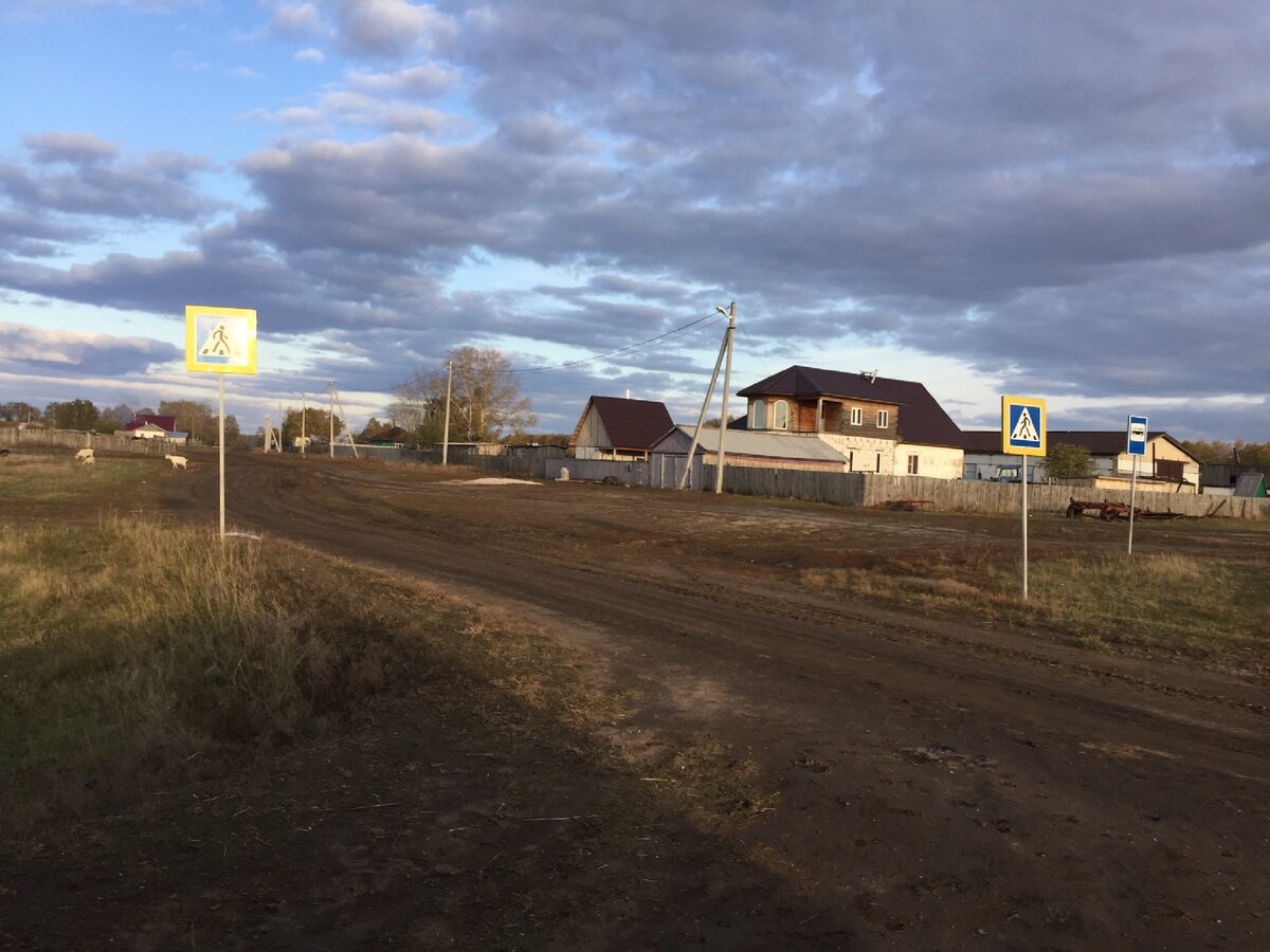 На фото: Пешеходный переход на грунтовой уличной дороге.