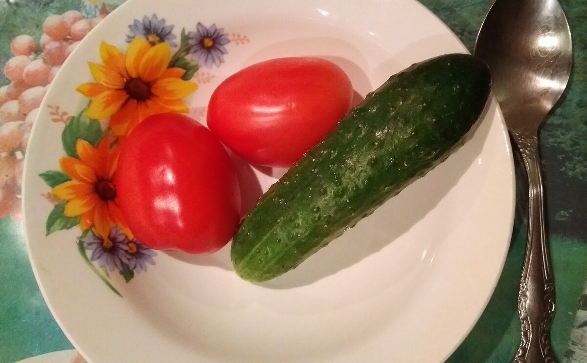 На фото мои обычные тарелка и ложка