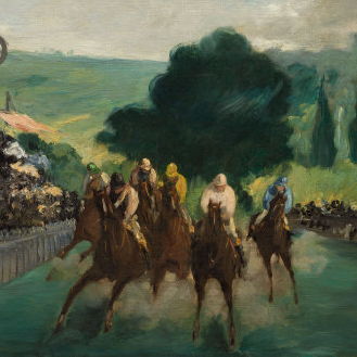 Э. Мане. "Скачки в Лоншане". Фрагмент.