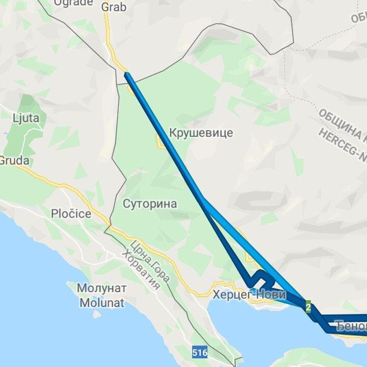Наш путь по территории Черногории в сторону границы выглядел так