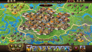 Скриншот из игры My Lands. Развитый город.