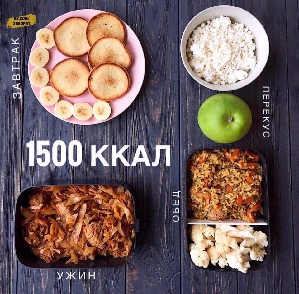 меню на день 1500 калорий