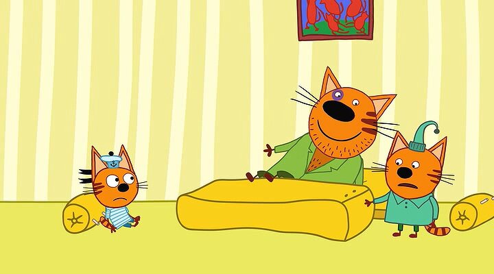 три кота папин брат. три кота серия папин брат. детские популярные мультфильмы три кота. три кота дядя кекс. 3 кота на белом фоне.