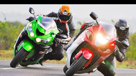 😈 Suzuki Hayabusa vs Kawasaki Zx-14r 👿 - Великое Противостояние 🎌!