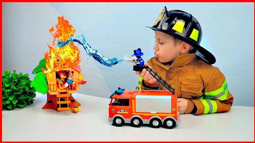 Пожарная Машинка Микки Мауса и Пожарный Даник - Видео для Детей про Пожарных - Тушим Домик НА Дереве
