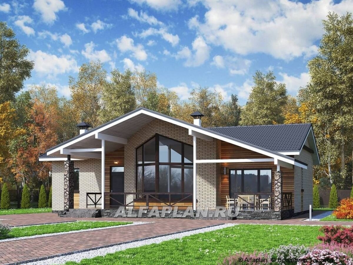 Проект одноэтажного дома "Вектор" 725А, зеркальный вариант планировки