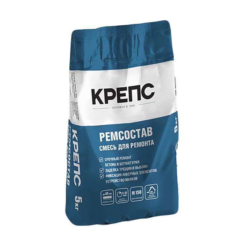 Ремонтный состав Крепс быстрого затвердевания (порядка 10 минут).