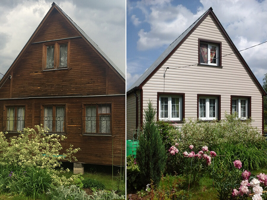 Подборака фото домов до и после отделки сайдингом. | Фасад Делюкс | Дзен