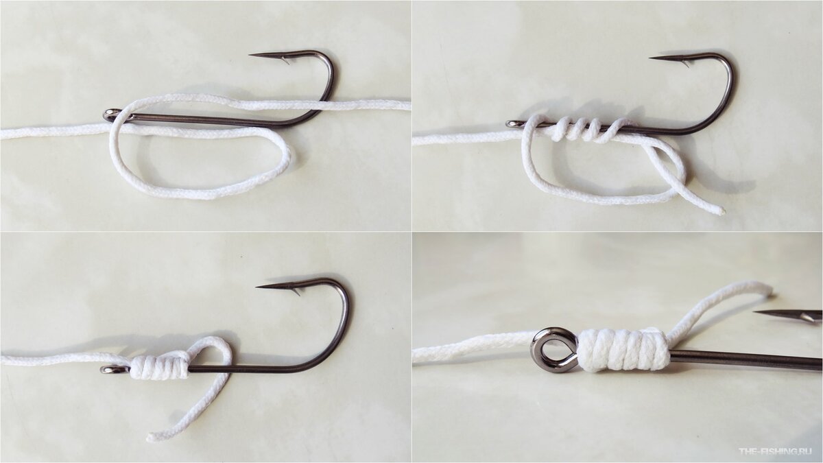 Как Юни вяжется на цевье крючка