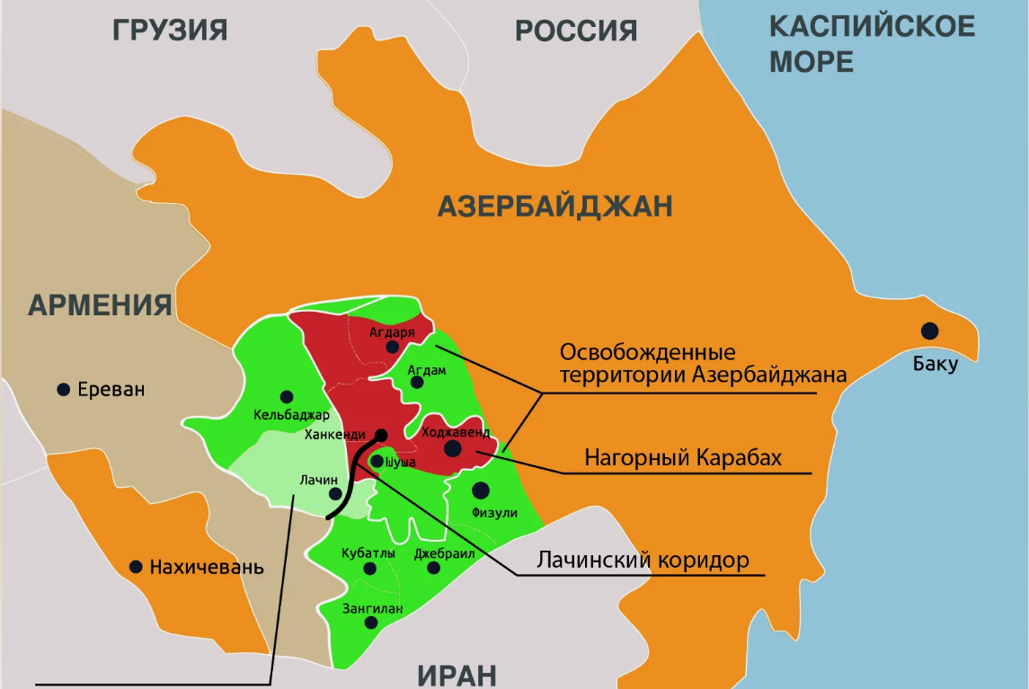 Карта нагорного карабаха и армении и