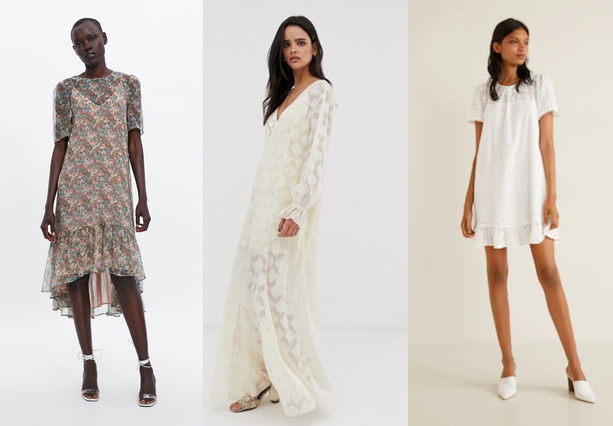 Платье Zara 3 999р                                                                                                                                          
Платье макси ASOS 5 990р
Хлопковое платье Mango 3 999р