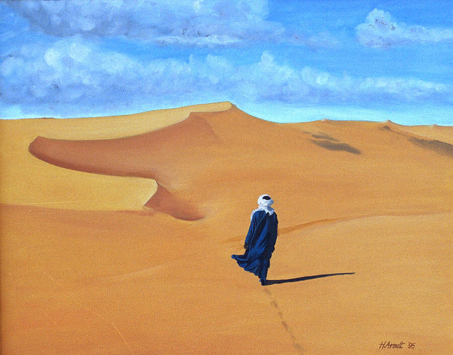 Hugh Arndt, "Bedouin Walking The Desert" | https://fineartamerica.com/featured/bedouin-walking-the-desert-hugh-arndt.html