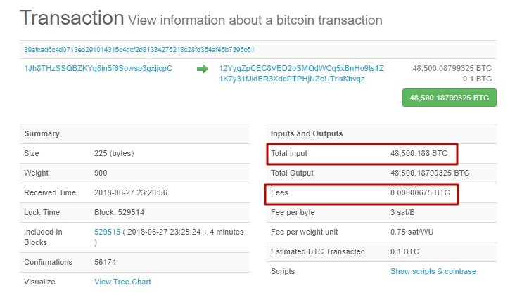 Транзакция на 48 500 биткоинов стоимостью 4 цента