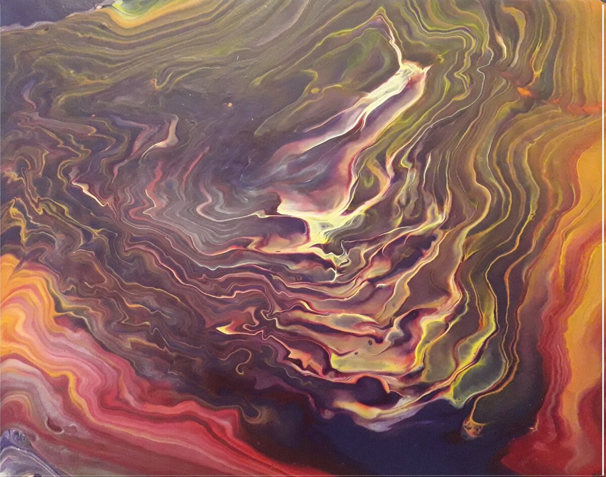 Аксиома отчаяния. Акрил, холст 50х40. Fluid art .2019. 