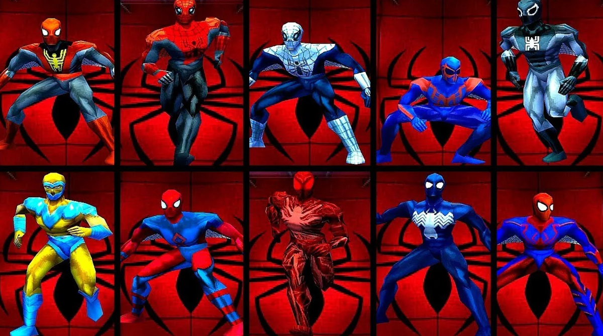 Человек паук по порядку. Spider man 2 enter Electro костюмы. Spider man ps1 костюмы. Spider man enter Electro костюмы. Spider man 2 ps1 костюмы.