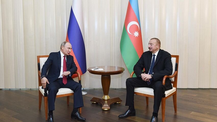 Президенты России и Азербайджана Владимир Путин и Ильхам Алиев. Фото: president.az