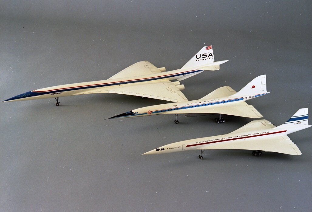 Модели Boeing-2707, Ту-144 и Concorde в сравнении. Конечно, Boeing выглядит более внушительно...
