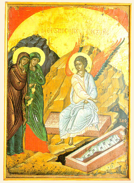 Жены-мироносицы у Гроба Господня. 16в. Монастырь Ставроникита.