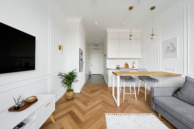 квартира-студия, интерьер кухни-гостиной