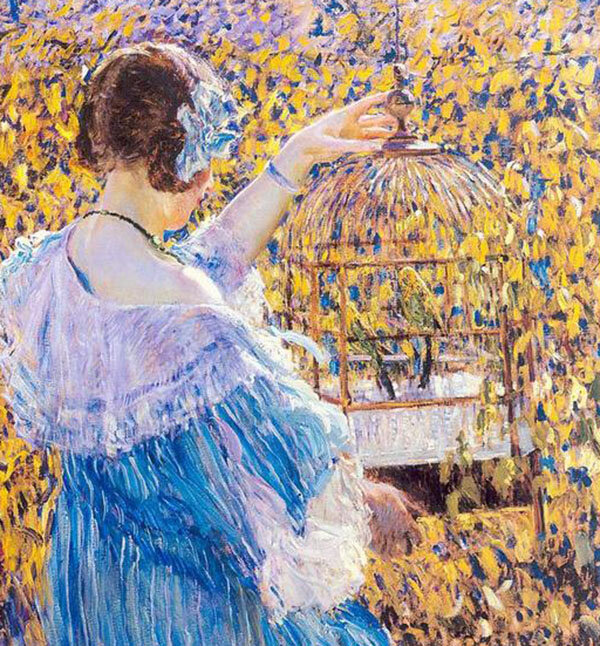 Фотография картины Ф. К. Фризеке "В саду" (из открытых источников)