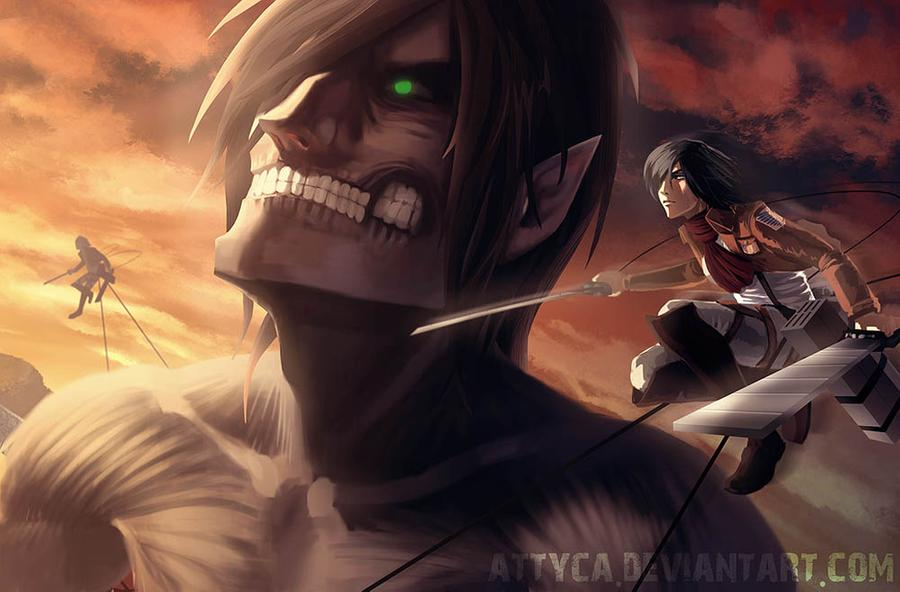 Борись! Ради этого и жизни не жалко. Сколь ужасен и жесток может быть этот мир, не важно! Сколь суров и страшен он может быть, ну и что! Борись, борись, борись!  (Эрен Йегер)