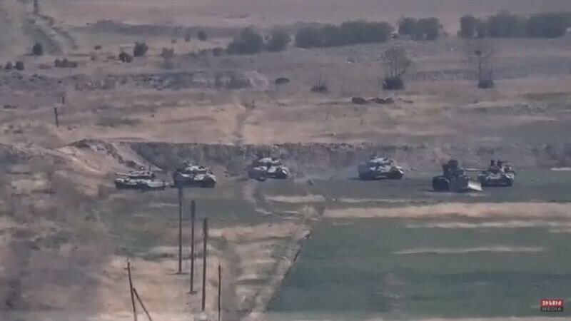 Армения опубликовала кадры, на которых, по ее словам, были атакованы азербайджанские танки