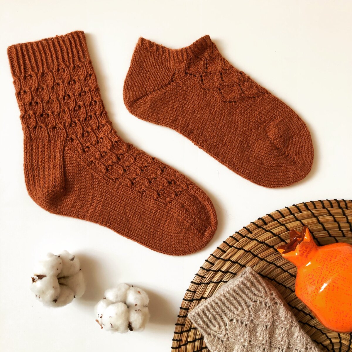 Носки по моим описаниям «Country socks» и «Short diamond socks»