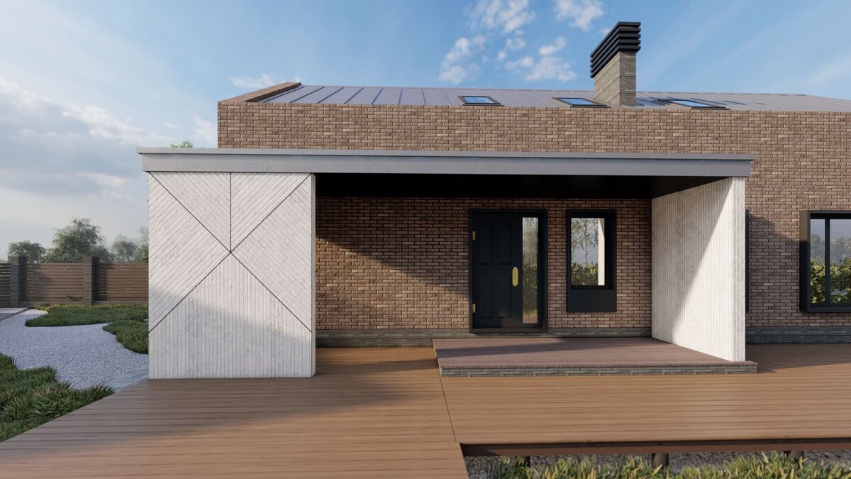 Двухэтажный барнхаус из тёплой керамики.